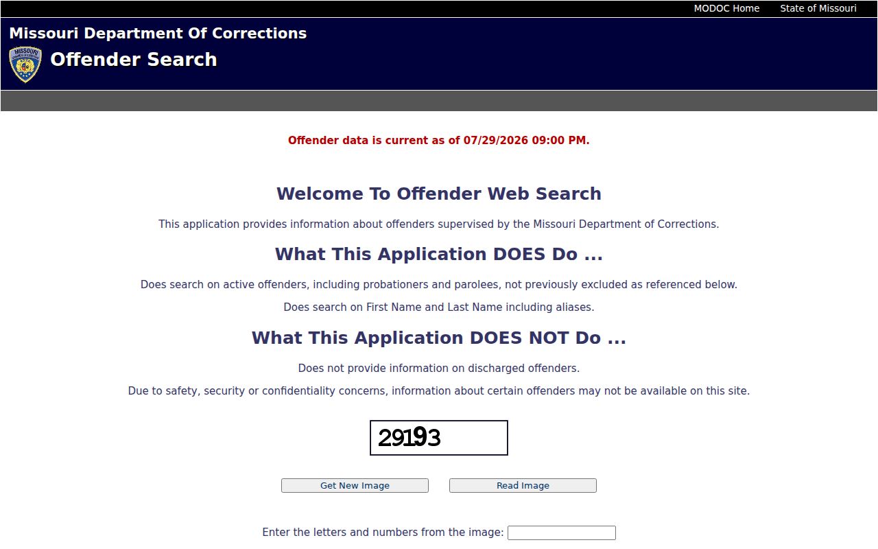Ralls County criminal record Missouri DOC search